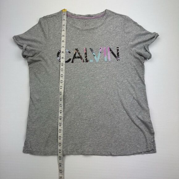 Calvin Klein Gray Short Sleeve Women's T-Shirt Size Medium Tropical Logo - Picture 8 of 8